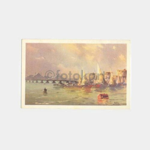 İstanbul Haliç Eski Köprü Tablo Kartpostal