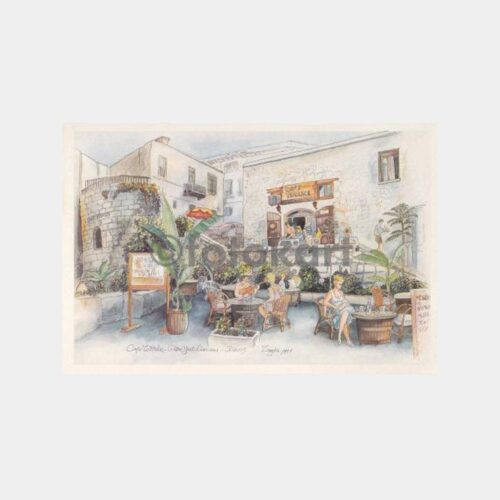 1991 Kıbrıs Girne Yat Limanı Terrace Cafe Kartpostal