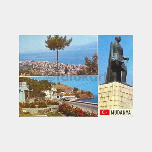 Mudanya Ata Heykeli ve Şehirden Görünüş Kartpostal