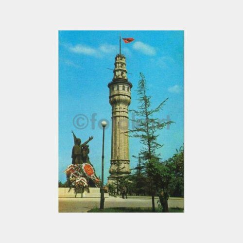 1968 Beyazıt Kulesi ve Ata Heykel Kartpostal