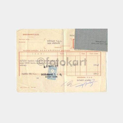 1956 Doğubank İkramiye Çıkış Bilgisi Makbuzu
