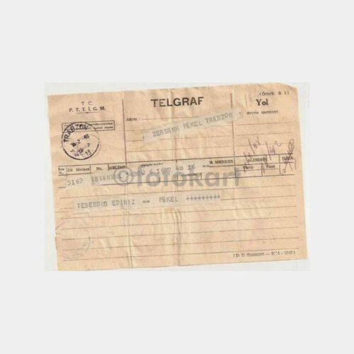 1948 Trabzon Damgalı Ziraat Bankası Telgraf