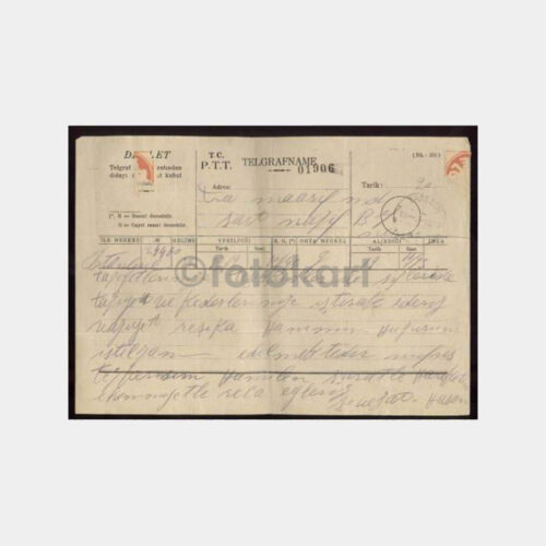 1934 Trabzon Varış Damgalı Telgraf