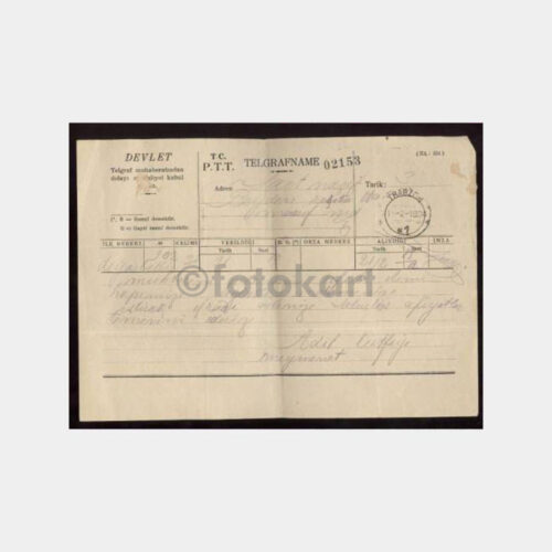 1934 Trabzon Varış Damgalı Telgraf