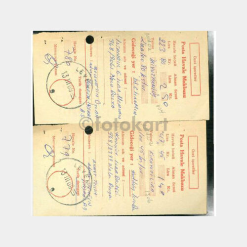 1969 Levend Damgalı 2 Adet Posta Makbuzu