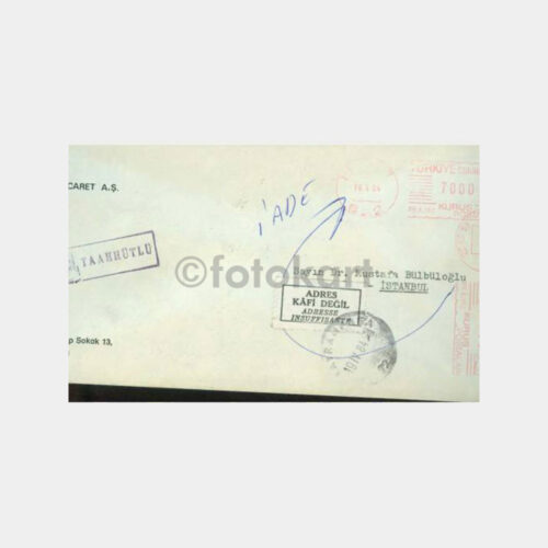 1984 PTT Posta -Adres Kafi Değil- Etiketli Zarf