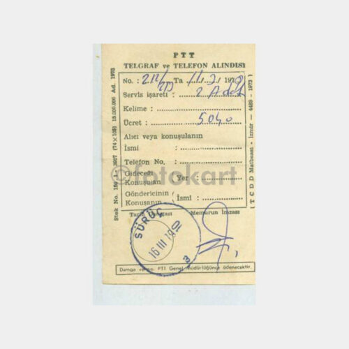 1979 PTT Suruç Posta Damgalı 3 Adet Alındı Kağıdı - Görsel 2