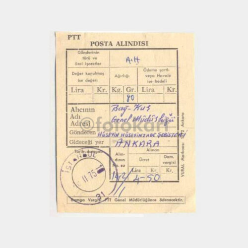 1975 İstanbul Posta Merkezi Taah. Alındısı