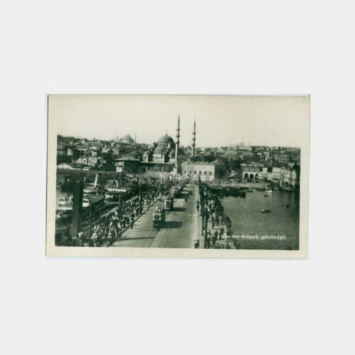 1930 Galata Köprüsü Tramvaylar Görünüş Kartpostal