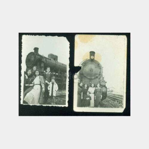 1936 Lokomotif Tren Önünde Kızlar Fotoğraf