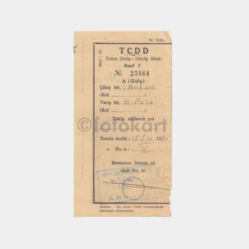 1971 Tren Haydarpaşa-Ankara -2 Adet- Yolcu Gidiş Bileti