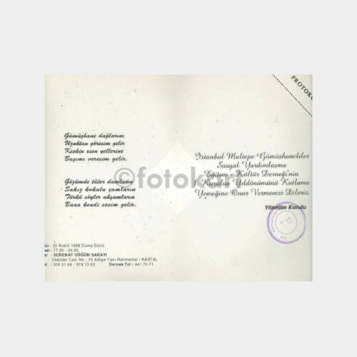 1996 Gümüşhane Konulu Davetiye