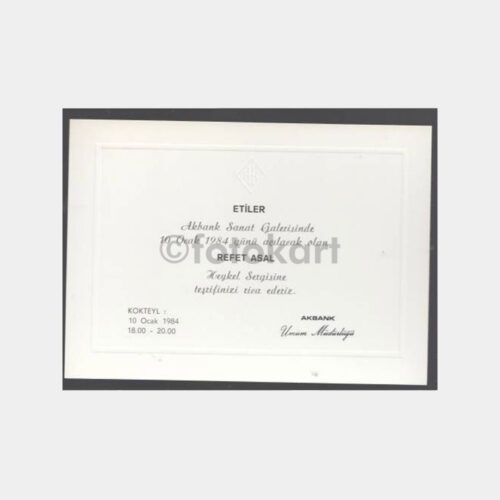 1984 Akbank - Heykeltraş Refet Asal Sergi Davetiyesi