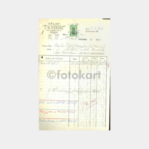 1968 İzmir - Gülen-Paykoç Pamuk İpliği Fatura