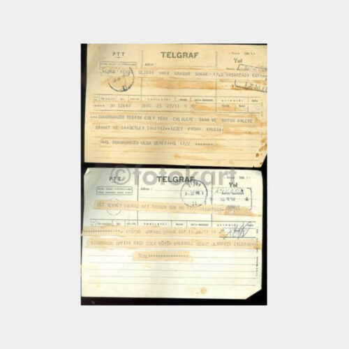 1959 İzmir ve Ankara Mamak - 2 Adet Telgraf Kağıdı