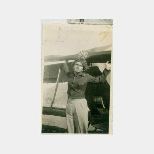 1940 Uçak Planör Önünde Kadın Fotoğraf