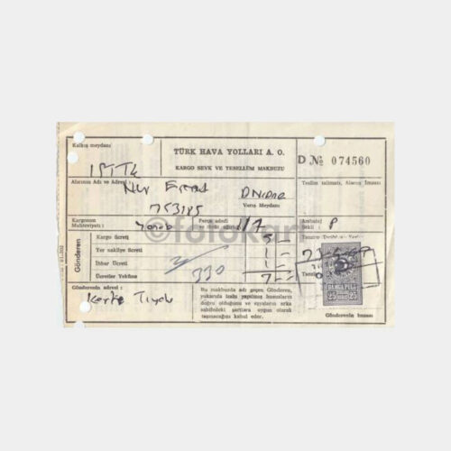 1975 THY Uçak Kargo Makbuzu