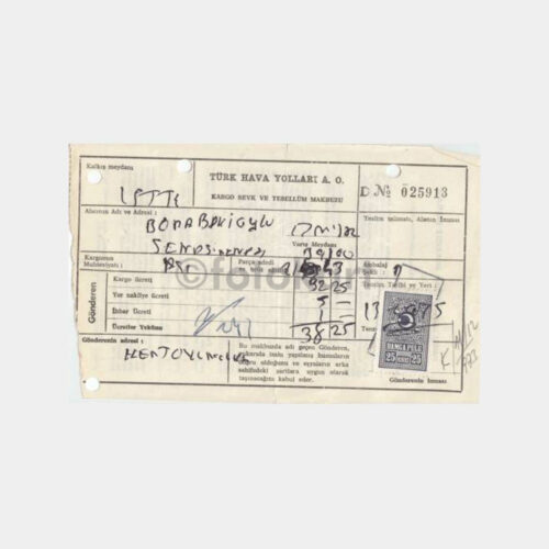 1975 THY Uçak Kargo Makbuzu