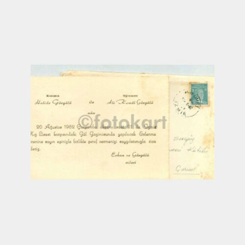 1952 İzmir Kız Lisesi Krş Gül Gazinosu Davetiyesi