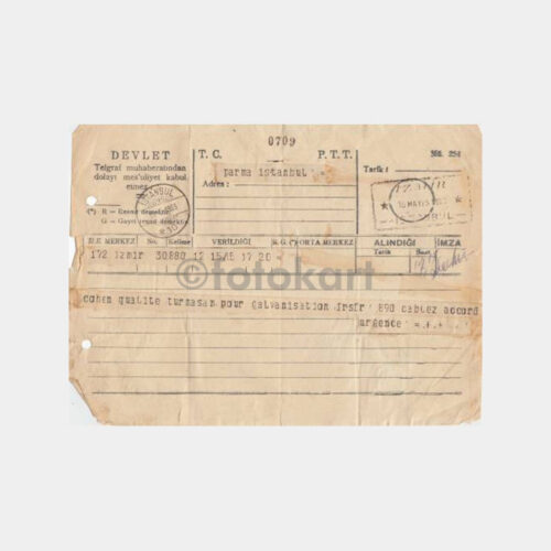 1933 İstanbul-İzmir Kablo Telegrafname