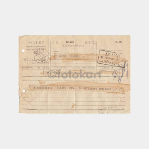 1933 İstanbul-İzmir Kablo Telegrafname