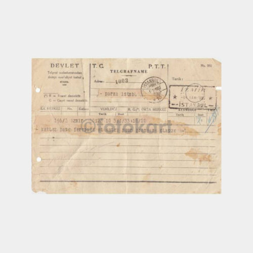 1933 İstanbul-İzmir Kablo Telegrafname