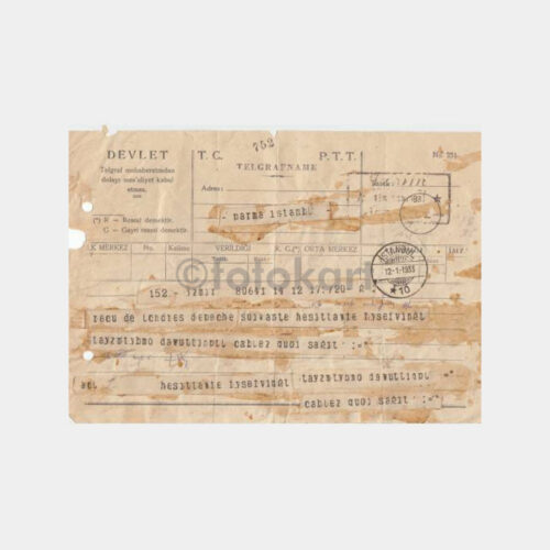 1933 İstanbul-İzmir Kablo Telegrafname