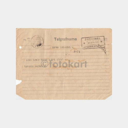 1933 İstanbul-İzmir Kablo Telegrafname