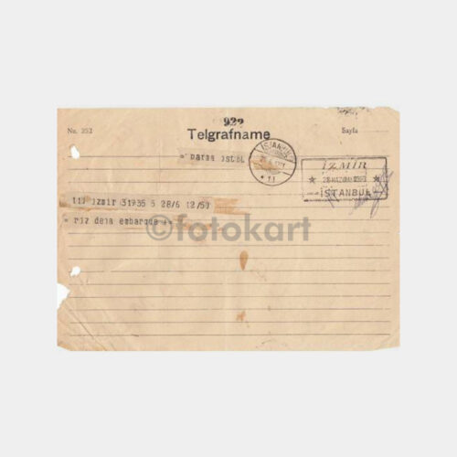 1933 İstanbul-İzmir Kablo Telegrafname