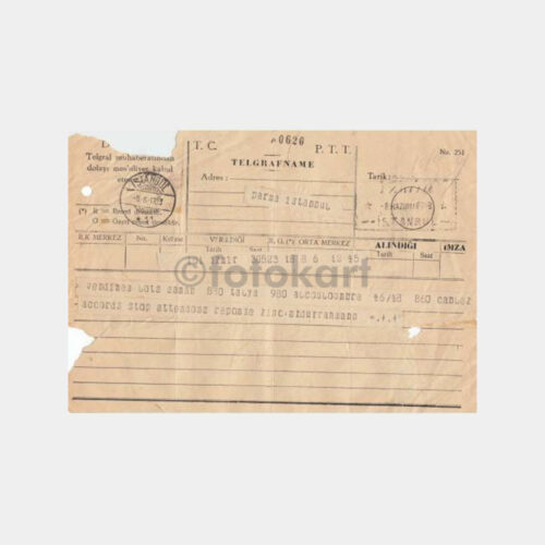 1933 İstanbul-İzmir Kablo Telegrafname