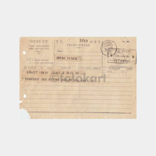 1933 İstanbul-İzmir Kablo Telegrafname