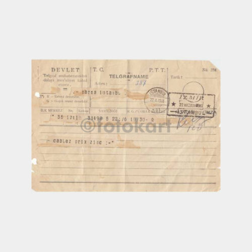 1933 İstanbul-İzmir Kablo Telegrafname