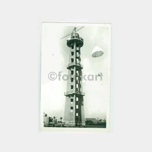1940 İzmir Fuarı Paraşüt Kulesi Kartpostal