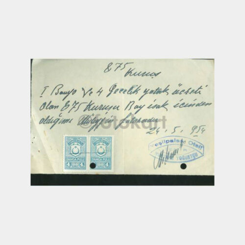 1954 İzmir Yeşilpalas Oteli Makbuzu