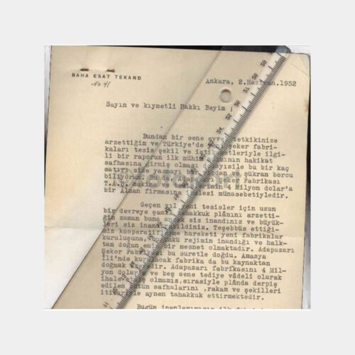 1952 Kütahya Şeker Fabrikası - Baha Esad Tekand Yazısı