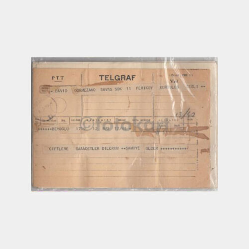 1959 Feriköy Gormezano Ailesi Kutlama Telgrafları (14 Adet)