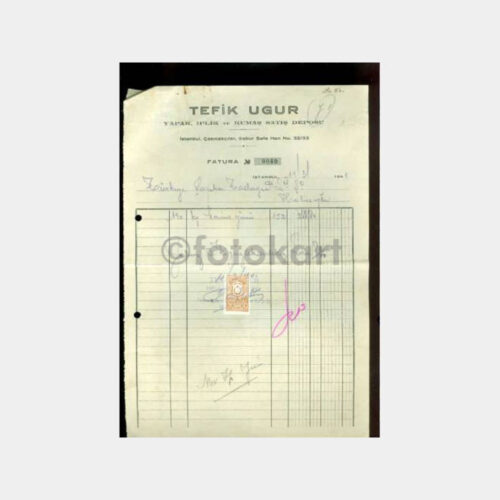 1941 İplik Kumaş - Şapka Fabrikasına Malz Faturası