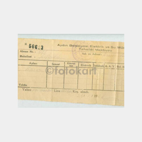 1946 Aydın Belediyesi Tahsilat Makbuzu