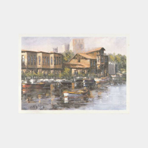 1975 Ressam Fatih Aksoy - Anadoluhisarı Tablo Tebrik Kartı