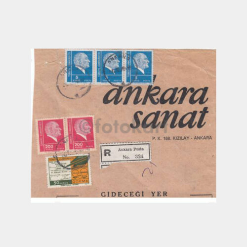 1975 Ankara Posta Damgalı Zarf Parçası