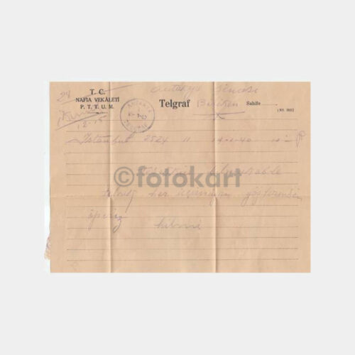 1940 Antakya Damgalı Telgraf Kağıdı