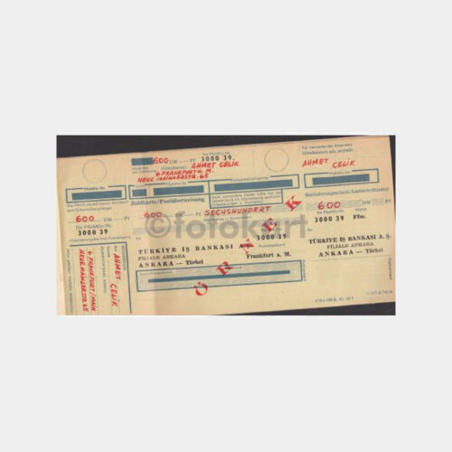 1965 Almanya Türk İşçisi -T.İş Bankası- Çek Defteri - Görsel 2