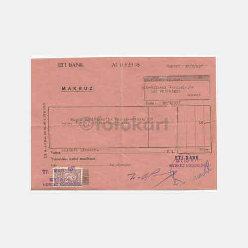 1957 Etibank Banka Makbuzu