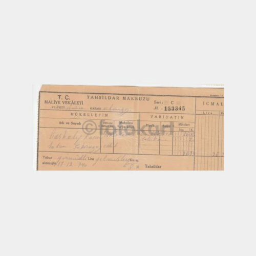1938 Bursa Vergi Makbuzu