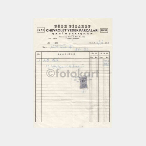 1969 Bursa Chevrolet Oto Parça Faturası