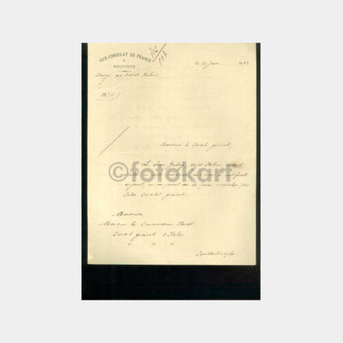 1893 Bursa - Fransız Konsolosluğu Yazısı