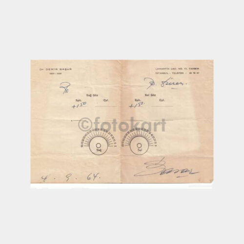 1964 Göz Doktoru Demir Başar Reçetesi
