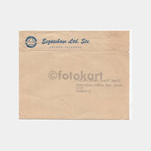 1952 Doktor Ekrem Şerif Egeli Adr. Eczacıbaşı Zarfı