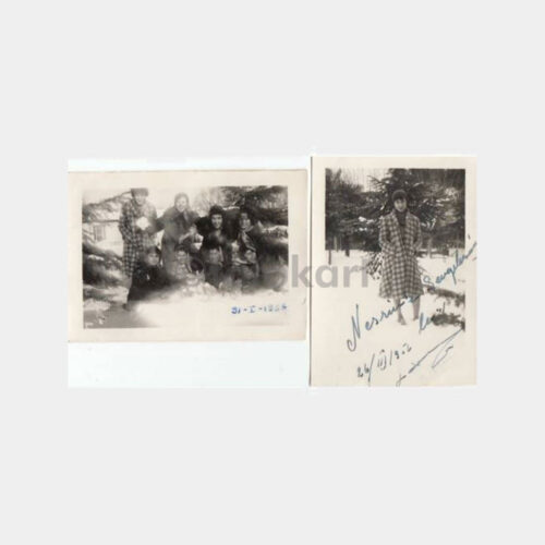 1956 Erenköy Kız Lisesi - Öğrenci Kış Okul Bahçesi 4 Adet Fotoğraf