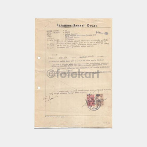 1956 İstanbul Eyüp Fabrika Kapasite Belgesi